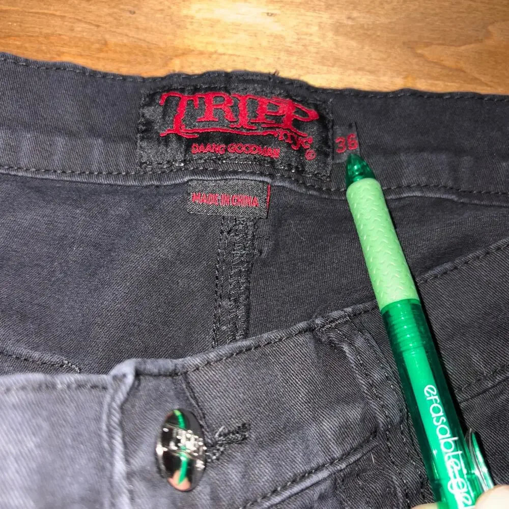 Vintage Tripp NYC Black Bondage Pants Multi Zipper Silver Hardware Goth Punk Y2K